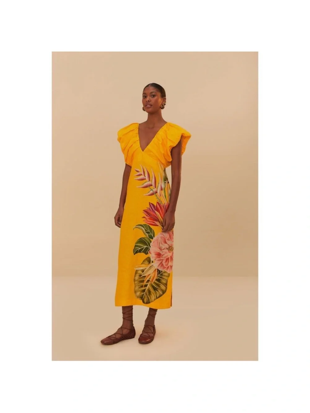 FARM Rio Off White Spring Awakening Tropical-Print Midi Dress - Picture 3 of 7